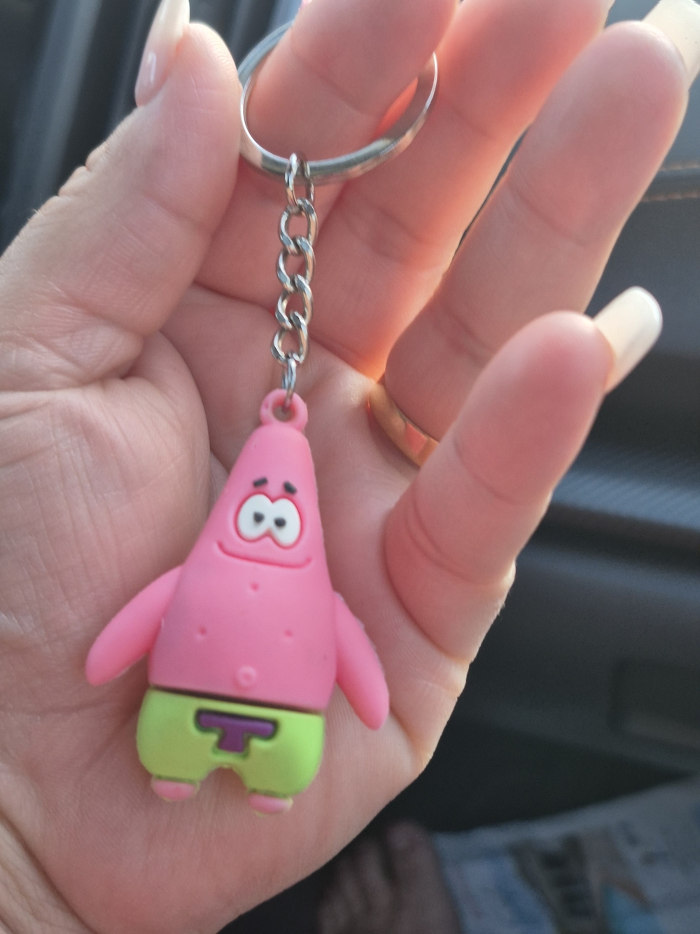 Pink Patrick Star Keychain ☆ SpongeBob Squarepants Nickelodeon Keyholder Ring